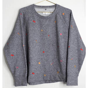 Lou & Grey x LOFT Gray Colorful Emoji Pullover Sweater - Large